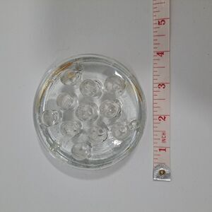 Vintage Clear Glass 11 Hole Flower Frog 3.5” Diameter For Floral Arrangements